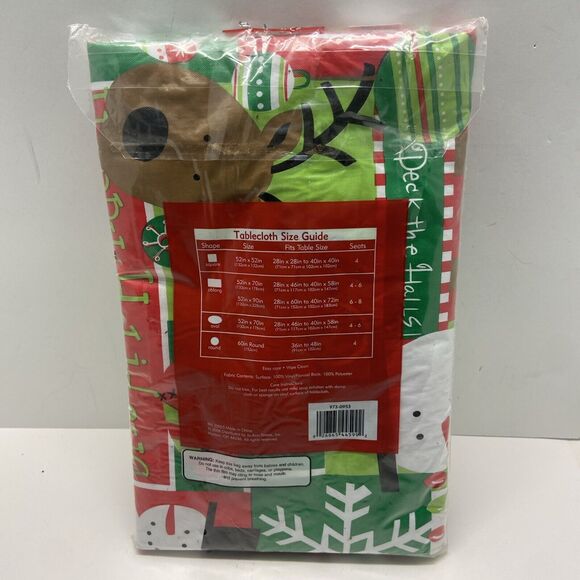 Best Value Flannel Backed Tablecloth 52 x 90 Oblong Christmas Design 2008 - Picture 3 of 5